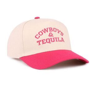 COWBOYS & TEQUILA Two-Tone Cotton Cap Fuchsia Pink O/S NEW